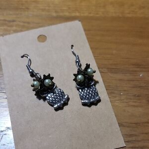 Silver Owl Earrings